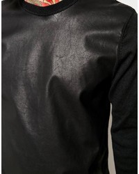 schwarzer Leder Pullover mit einem Rundhalsausschnitt von Asos