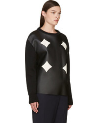 schwarzer Leder Pullover mit einem Rundhalsausschnitt von CNC Costume National