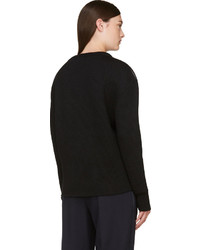 schwarzer Leder Pullover mit einem Rundhalsausschnitt von CNC Costume National