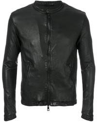 schwarzer Leder Pullover mit einem Rundhalsausschnitt von Giorgio Brato