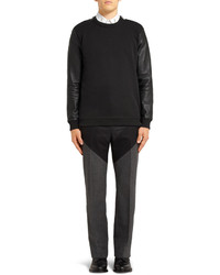 schwarzer Leder Pullover mit einem Rundhalsausschnitt von Givenchy