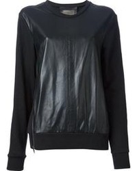 schwarzer Leder Pullover mit einem Rundhalsausschnitt von Muu Baa