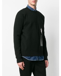 schwarzer Leder Pullover mit einem Rundhalsausschnitt von DSQUARED2
