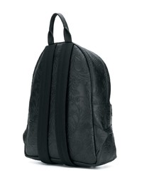 schwarzer Leder Rucksack mit Blumenmuster von Versace