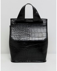 schwarzer Leder Rucksack mit Schlangenmuster von ASOS DESIGN