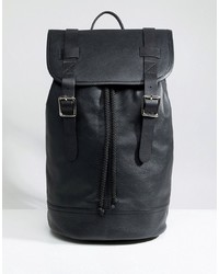 schwarzer Leder Rucksack von ASOS DESIGN