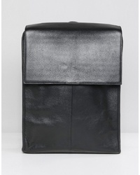 schwarzer Leder Rucksack von ASOS DESIGN