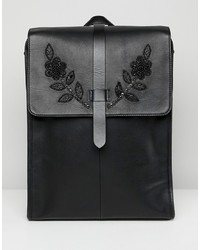 schwarzer Leder Rucksack von ASOS Edition