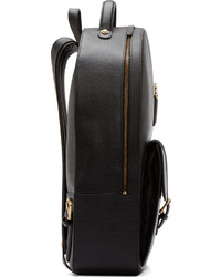 schwarzer Leder Rucksack von Thom Browne