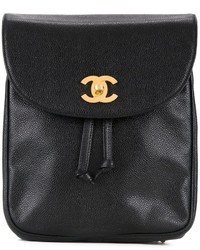 schwarzer Leder Rucksack von Chanel
