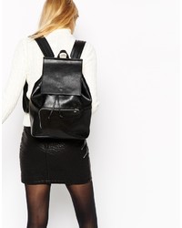 schwarzer Leder Rucksack von Asos