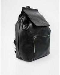 schwarzer Leder Rucksack von Asos