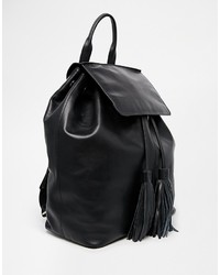 schwarzer Leder Rucksack von Asos