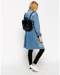 schwarzer Leder Rucksack von Asos