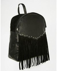 schwarzer Leder Rucksack von Asos