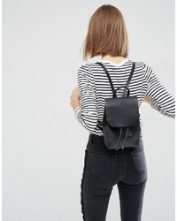 schwarzer Leder Rucksack von Asos