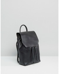 schwarzer Leder Rucksack von Asos