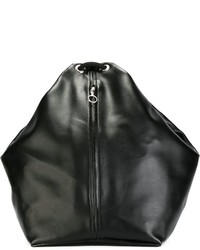 schwarzer Leder Rucksack von MM6 MAISON MARGIELA