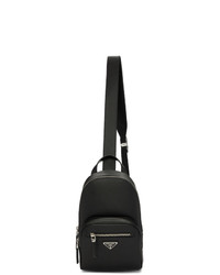 schwarzer Leder Rucksack von Prada