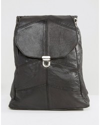 schwarzer Leder Rucksack von Reclaimed Vintage