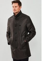 schwarzer Leder Trenchcoat von Derimod