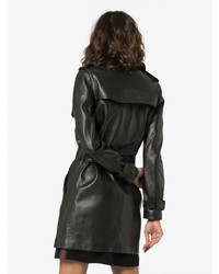schwarzer Leder Trenchcoat von Saint Laurent