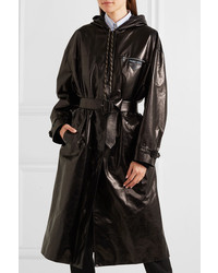 schwarzer Leder Trenchcoat von Prada