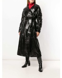 schwarzer Leder Trenchcoat von Drome