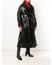 schwarzer Leder Trenchcoat von Drome