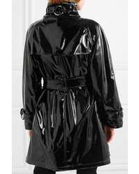 schwarzer Leder Trenchcoat von Moschino