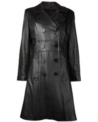 schwarzer Leder Trenchcoat von Yves Saint Laurent
