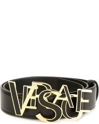 schwarzer Ledergürtel von Versace