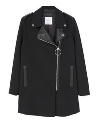schwarzer Ledermantel von Mango