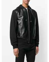 schwarzer Lederpullover mit einem kapuze von Versace