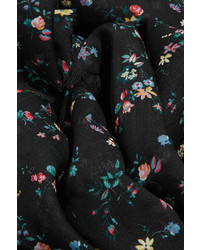 schwarzer leichter Schal mit Blumenmuster von Saint Laurent