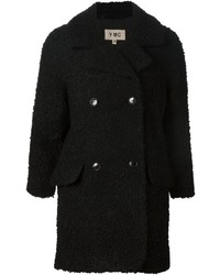 schwarzer Mantel aus Bouclé