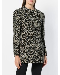 schwarzer Mantel mit Blumenmuster von Versace Vintage