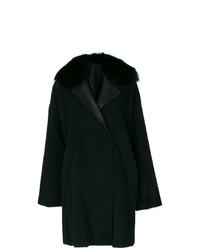 schwarzer Mantel mit einem Pelzkragen von Guy Laroche