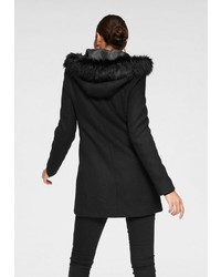 schwarzer Mantel mit einem Pelzkragen von Vero Moda