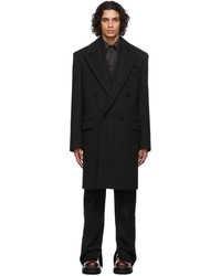 schwarzer Mantel mit Fischgrätenmuster von Bottega Veneta