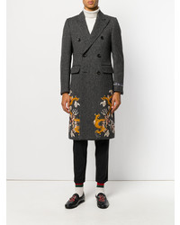 schwarzer Mantel mit Fischgrätenmuster von Gucci