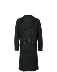 schwarzer Mantel mit Hahnentritt-Muster