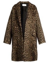 schwarzer Mantel mit Leopardenmuster