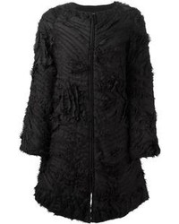 schwarzer Mantel mit Reliefmuster von Emporio Armani