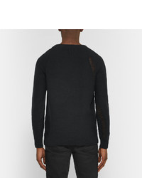 schwarzer Mohair Pullover mit einem Rundhalsausschnitt von Saint Laurent