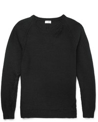schwarzer Mohair Pullover mit einem Rundhalsausschnitt von Saint Laurent