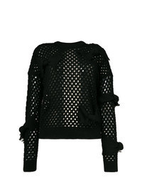 schwarzer Netz Pullover mit einem Rundhalsausschnitt