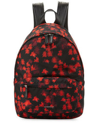 schwarzer Nylon Rucksack mit Blumenmuster