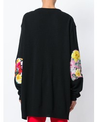 schwarzer Oversize Pullover mit Blumenmuster von Preen by Thornton Bregazzi