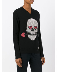 schwarzer Paillettenpullover von Philipp Plein